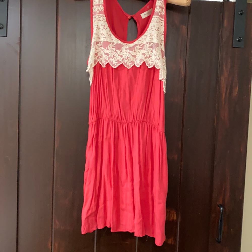 Coral dress with lace front